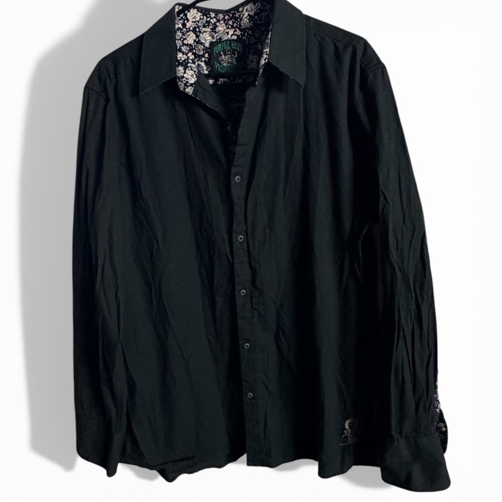 Jimi Hendrix Experience Purple Label Embroidered Button-Up Shirt Size L Black - Picture 6 of 6